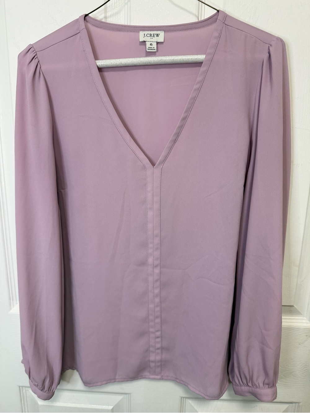 J. Crew Dusty Lavender V-Neck Long Sleeve Blouse